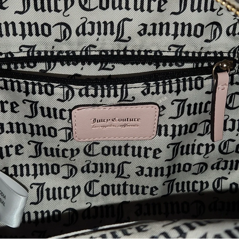Juicy Couture Beige/ Pink Backpack with Heart Design and Suede Texture - Picture 10 of 11